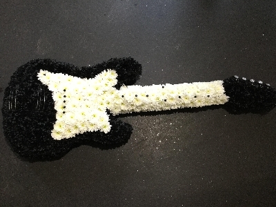 Black and white electric guitar tribute