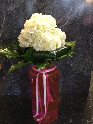 Cerise Pink Vase with Gorgeous White Hydrangea