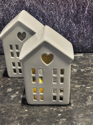 CUTE CERAMIC LIGHT UP GREY HOUSES