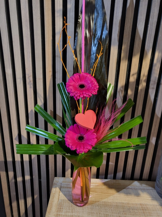 Hot Pink Tropical Heart Vase