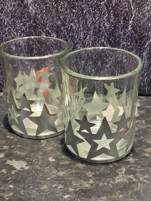 LOVELY VINTAGE GLASS STAR TEALIGHT HOLDERS