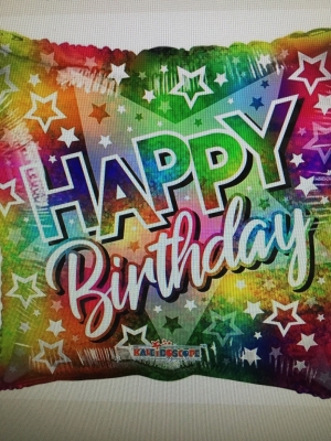STARS AND RAINBOW SQUARE SHAPED BIRTHDAY BALLOON