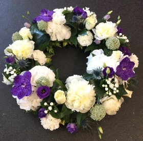 Purple Orchid & White Wreath
