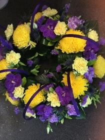 Vivid purple and yellow wreath