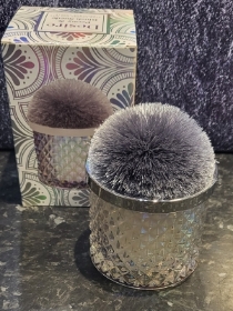 BEAUTIFUL GREY POMPOM CANDLE