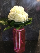 Cerise Pink Vase with Gorgeous White Hydrangea