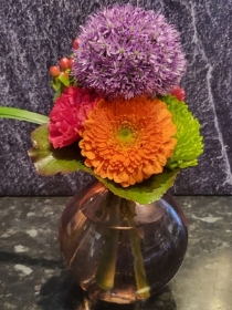 FLORAL RAINBOW BURST IN GLOBE GLASS VASE