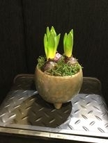 Handmade footed bowl with hyacinth