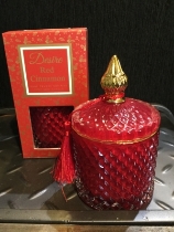 LUXURY LARGE RED CINNAMON CANDLE IN GLASS JAR
